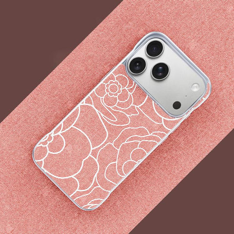Embossed Camellia Flower Linen Fabric Magnetic Half Coverage Phone Case, For iPhone 18 Pro / 17 Pro, For iPhone 18 Pro Max / 17 Pro Max, For iPhone 17, For iPhone 16 Pro Max, For iPhone 16 Pro, For iPhone 16 Plus, For iPhone 16, For iPhone 15 Pro Max