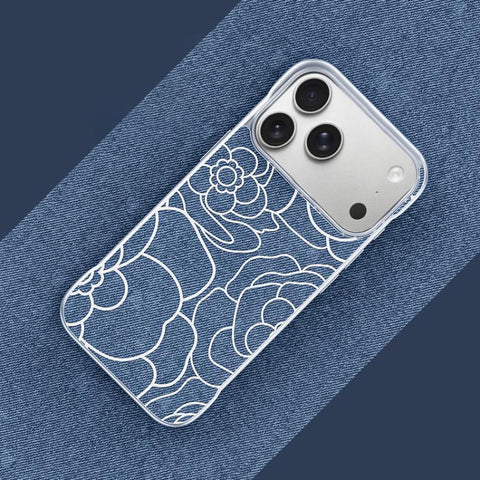 Embossed Camellia Flower Linen Fabric Magnetic Half Coverage Phone Case, For iPhone 18 Pro / 17 Pro, For iPhone 18 Pro Max / 17 Pro Max, For iPhone 17, For iPhone 16 Pro Max, For iPhone 16 Pro, For iPhone 16 Plus, For iPhone 16, For iPhone 15 Pro Max
