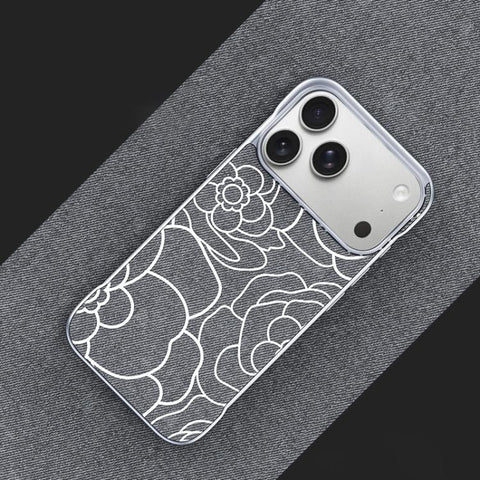 Embossed Camellia Flower Linen Fabric Magnetic Half Coverage Phone Case, For iPhone 18 Pro / 17 Pro, For iPhone 18 Pro Max / 17 Pro Max, For iPhone 17, For iPhone 16 Pro Max, For iPhone 16 Pro, For iPhone 16 Plus, For iPhone 16, For iPhone 15 Pro Max
