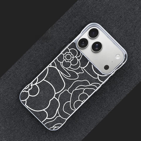 Embossed Camellia Flower Linen Fabric Magnetic Half Coverage Phone Case, For iPhone 18 Pro / 17 Pro, For iPhone 18 Pro Max / 17 Pro Max, For iPhone 17, For iPhone 16 Pro Max, For iPhone 16 Pro, For iPhone 16 Plus, For iPhone 16, For iPhone 15 Pro Max