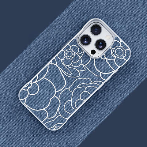 Embossed Camellia Flower Linen Fabric Magnetic Half Coverage Phone Case, For iPhone 18 Pro / 17 Pro, For iPhone 18 Pro Max / 17 Pro Max, For iPhone 17, For iPhone 16 Pro Max, For iPhone 16 Pro, For iPhone 16 Plus, For iPhone 16, For iPhone 15 Pro Max
