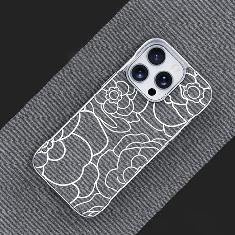 Embossed Camellia Flower Linen Fabric Magnetic Half Coverage Phone Case, For iPhone 18 Pro / 17 Pro, For iPhone 18 Pro Max / 17 Pro Max, For iPhone 17, For iPhone 16 Pro Max, For iPhone 16 Pro, For iPhone 16 Plus, For iPhone 16, For iPhone 15 Pro Max