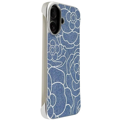 Embossed Camellia Flower Linen Fabric Magnetic Half Coverage Phone Case, For iPhone 18 Pro / 17 Pro, For iPhone 18 Pro Max / 17 Pro Max, For iPhone 17, For iPhone 16 Pro Max, For iPhone 16 Pro, For iPhone 16 Plus, For iPhone 16, For iPhone 15 Pro Max