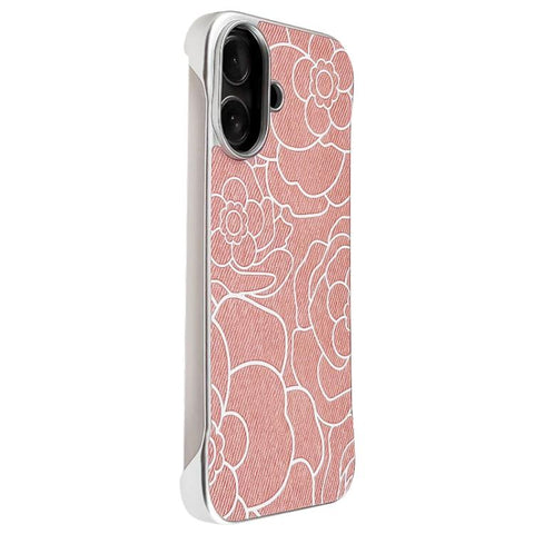 Embossed Camellia Flower Linen Fabric Magnetic Half Coverage Phone Case, For iPhone 18 Pro / 17 Pro, For iPhone 18 Pro Max / 17 Pro Max, For iPhone 17, For iPhone 16 Pro Max, For iPhone 16 Pro, For iPhone 16 Plus, For iPhone 16, For iPhone 15 Pro Max
