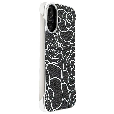 Embossed Camellia Flower Linen Fabric Magnetic Half Coverage Phone Case, For iPhone 18 Pro / 17 Pro, For iPhone 18 Pro Max / 17 Pro Max, For iPhone 17, For iPhone 16 Pro Max, For iPhone 16 Pro, For iPhone 16 Plus, For iPhone 16, For iPhone 15 Pro Max