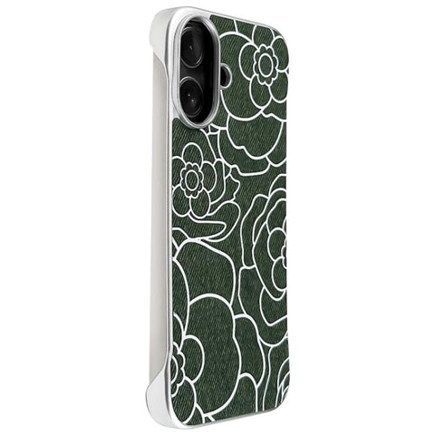 Embossed Camellia Flower Linen Fabric Magnetic Half Coverage Phone Case, For iPhone 18 Pro / 17 Pro, For iPhone 18 Pro Max / 17 Pro Max, For iPhone 17, For iPhone 16 Pro Max, For iPhone 16 Pro, For iPhone 16 Plus, For iPhone 16, For iPhone 15 Pro Max