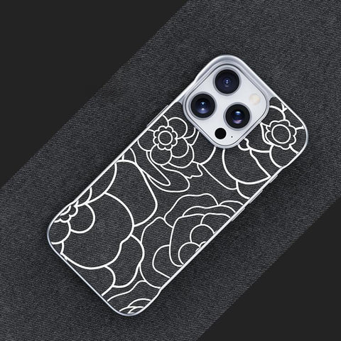 Embossed Camellia Flower Linen Fabric Magnetic Half Coverage Phone Case, For iPhone 18 Pro / 17 Pro, For iPhone 18 Pro Max / 17 Pro Max, For iPhone 17, For iPhone 16 Pro Max, For iPhone 16 Pro, For iPhone 16 Plus, For iPhone 16, For iPhone 15 Pro Max