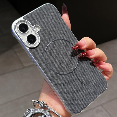 Retro Linen Fabric Magnetic Half Coverage Phone Case, For iPhone 18 Pro / 17 Pro, For iPhone 18 Pro Max / 17 Pro Max, For iPhone 17, For iPhone 16 Pro Max, For iPhone 16 Pro, For iPhone 16 Plus, For iPhone 16, For iPhone 15 Pro Max