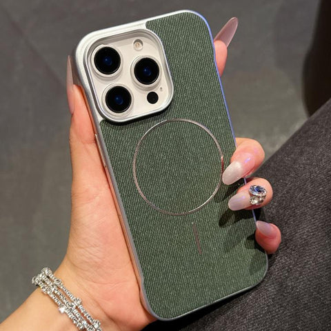 Retro Linen Fabric Magnetic Half Coverage Phone Case, For iPhone 18 Pro / 17 Pro, For iPhone 18 Pro Max / 17 Pro Max, For iPhone 17, For iPhone 16 Pro Max, For iPhone 16 Pro, For iPhone 16 Plus, For iPhone 16, For iPhone 15 Pro Max