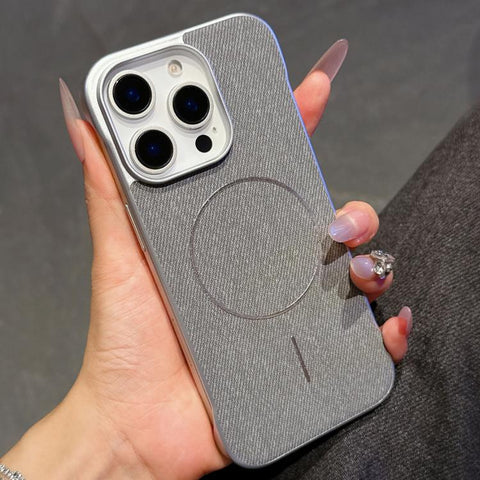 Retro Linen Fabric Magnetic Half Coverage Phone Case, For iPhone 18 Pro / 17 Pro, For iPhone 18 Pro Max / 17 Pro Max, For iPhone 17, For iPhone 16 Pro Max, For iPhone 16 Pro, For iPhone 16 Plus, For iPhone 16, For iPhone 15 Pro Max