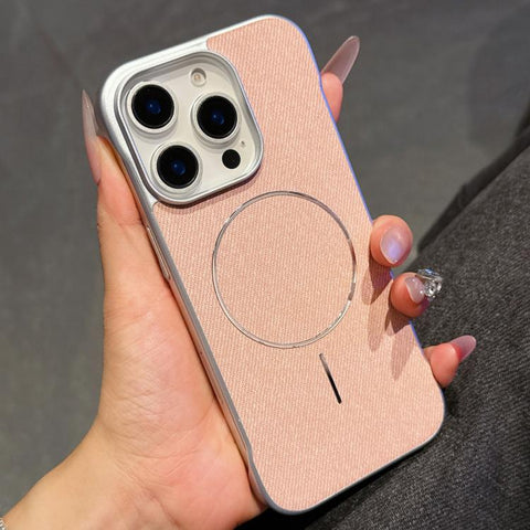 Retro Linen Fabric Magnetic Half Coverage Phone Case, For iPhone 18 Pro / 17 Pro, For iPhone 18 Pro Max / 17 Pro Max, For iPhone 17, For iPhone 16 Pro Max, For iPhone 16 Pro, For iPhone 16 Plus, For iPhone 16, For iPhone 15 Pro Max