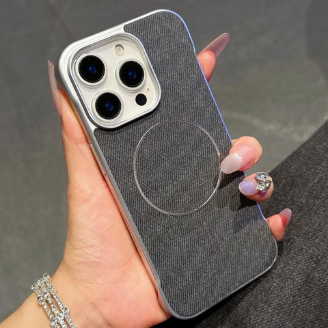 Retro Linen Fabric Magnetic Half Coverage Phone Case, For iPhone 18 Pro / 17 Pro, For iPhone 18 Pro Max / 17 Pro Max, For iPhone 17, For iPhone 16 Pro Max, For iPhone 16 Pro, For iPhone 16 Plus, For iPhone 16, For iPhone 15 Pro Max