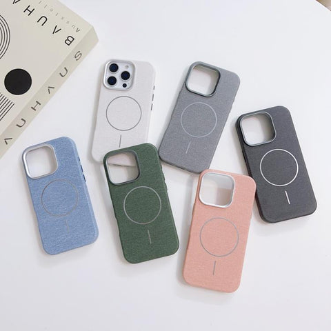 Retro Linen Fabric Magnetic Half Coverage Phone Case, For iPhone 18 Pro / 17 Pro, For iPhone 18 Pro Max / 17 Pro Max, For iPhone 17, For iPhone 16 Pro Max, For iPhone 16 Pro, For iPhone 16 Plus, For iPhone 16, For iPhone 15 Pro Max