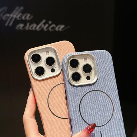 Retro Linen Fabric Magnetic Half Coverage Phone Case, For iPhone 18 Pro / 17 Pro, For iPhone 18 Pro Max / 17 Pro Max, For iPhone 17, For iPhone 16 Pro Max, For iPhone 16 Pro, For iPhone 16 Plus, For iPhone 16, For iPhone 15 Pro Max