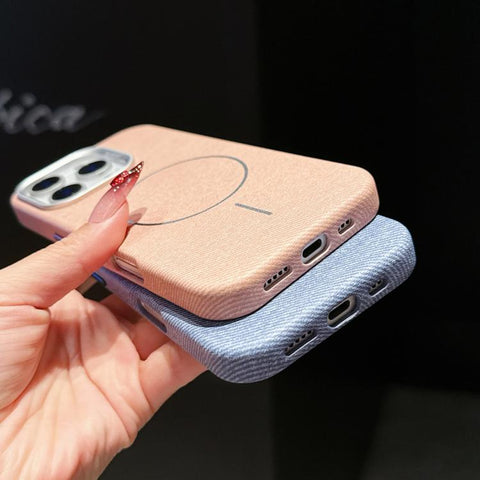 Retro Linen Fabric Magnetic Half Coverage Phone Case, For iPhone 18 Pro / 17 Pro, For iPhone 18 Pro Max / 17 Pro Max, For iPhone 17, For iPhone 16 Pro Max, For iPhone 16 Pro, For iPhone 16 Plus, For iPhone 16, For iPhone 15 Pro Max