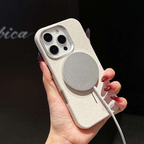 Retro Linen Fabric Magnetic Half Coverage Phone Case, For iPhone 18 Pro / 17 Pro, For iPhone 18 Pro Max / 17 Pro Max, For iPhone 17, For iPhone 16 Pro Max, For iPhone 16 Pro, For iPhone 16 Plus, For iPhone 16, For iPhone 15 Pro Max
