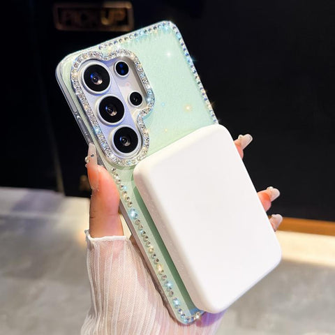 Double-Sided IMD Rhinestone Magnetic Holder Shockproof Phone Case With Bracelet, For Samsung Galaxy S24 5G, For Samsung Galaxy S23 Ultra 5G