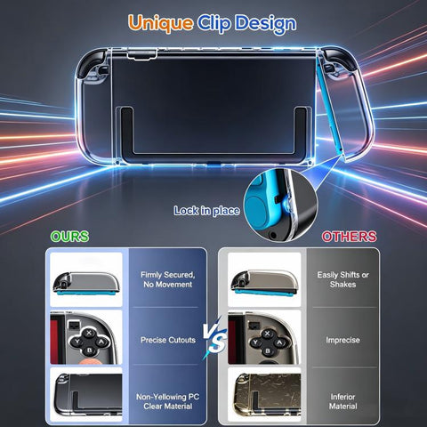 XDcase Separable PC Crystal Case & Tempered Glass Film & Joystick Caps Set, For Nintendo Switch 2, For Nintendo Switch OLED, For Nintendo Switch
