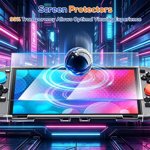 XDcase Separable PC Crystal Case & Tempered Glass Film & Joystick Caps Set, For Nintendo Switch 2, For Nintendo Switch OLED, For Nintendo Switch