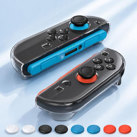 XDcase 1 Pair Clear TPU Protective Case & Joystick Caps Set, For Nintendo Switch 2 Joy-Con, For Nintendo Switch / Switch OLED Joy-Con