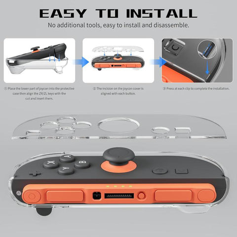 XDcase 1 Pair Crystal PC Protective Case & Joystick Caps Set, For Nintendo Switch 2 Joy-Con, For Nintendo Switch / Switch OLED Joy-Con