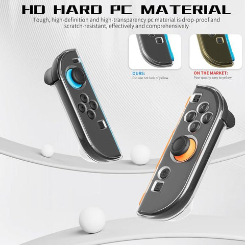 XDcase 1 Pair Crystal PC Protective Case & Joystick Caps Set, For Nintendo Switch 2 Joy-Con, For Nintendo Switch / Switch OLED Joy-Con