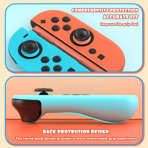 XDcase 1 Pair Soft Silicone Protective Case & Joystick Caps Set, For Nintendo Switch / Switch OLED Joy-Con