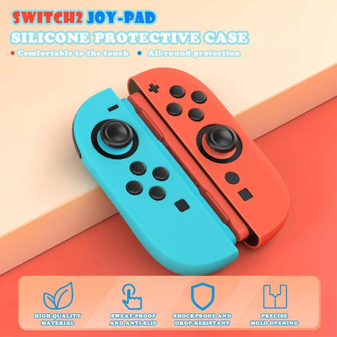 XDcase 1 Pair Soft Silicone Protective Case & Joystick Caps Set, For Nintendo Switch / Switch OLED Joy-Con