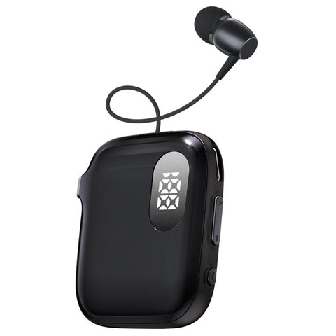 QRSC-K91 AI Edition Lavalier LED Digital Display Bluetooth Earphone with 32cm Retractable Cable