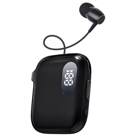 QRSC-K91 AI Edition Lavalier LED Digital Display Bluetooth Earphone with 32cm Retractable Cable