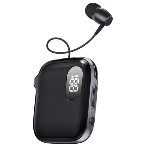 QRSC-K91 AI Edition Lavalier LED Digital Display Bluetooth Earphone with 32cm Retractable Cable