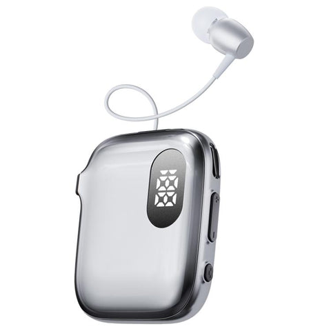 QRSC-K91 AI Edition Lavalier LED Digital Display Bluetooth Earphone with 32cm Retractable Cable
