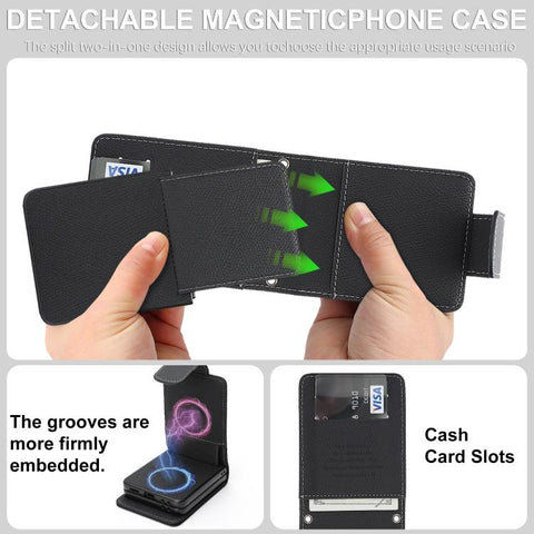 Retro Litchi Texture Vegan Leather Magnetic Wallet Phone Case with Crossbody Strap, For Galaxy Z Flip6 / Flip7 FE, For Galaxy Z Flip7