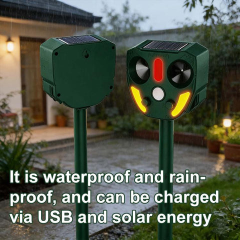 Outdoor Solar Powered Infrared Ultrasonic Animal Repellent, 706