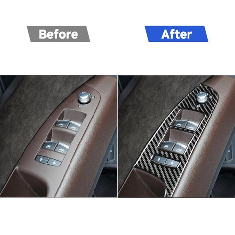 6 in 1 Car Carbon Fiber Window Glass Lifter Panel Decorative Sticker for Audi Q7 2008-2015, Left Drive, Window Glass Lifter, Left Drive