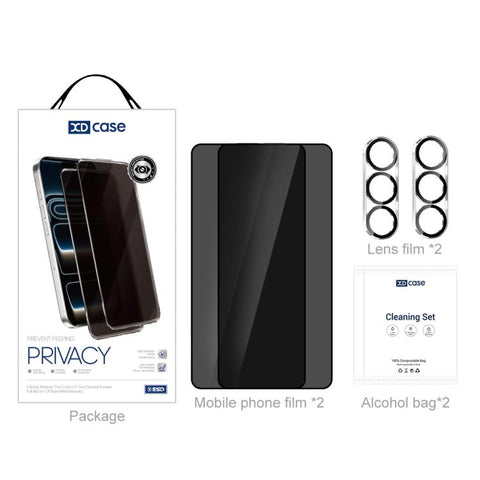 XDcase 2 Pairs Anti-Peep Tempered Glass Screen Protector + Silkscreen Lens Protector, For Galaxy S26+ 5G, For Galaxy S26 Ultra 5G, For Galaxy S26 5G