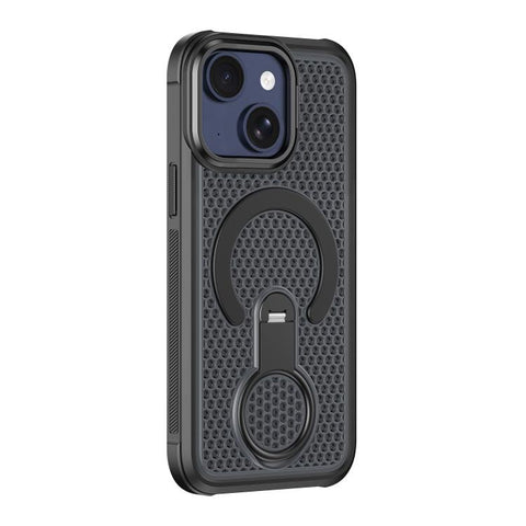 Colorful Hollowed Cooling 360 Degree Rotation Ring Holder Magnetic Phone Case, For iPhone 15