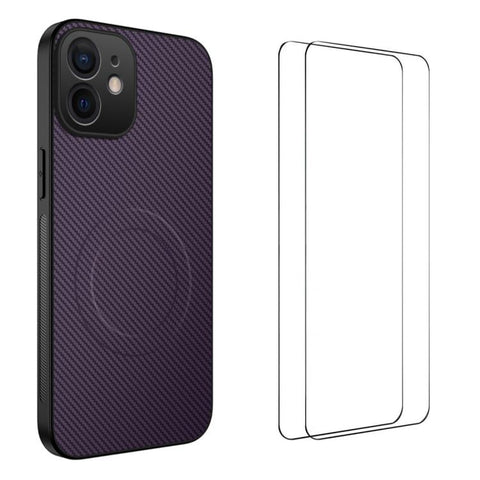 WANLONFENG TQ1 Series Magnetic Carbon Fiber Texture Phone Case with 2pcs Screen Films, For iPhone 18 Pro, For iPhone 18 Pro Max, For iPhone 12, For iPhone 12 Pro Max, For iPhone 12 Pro, For iPhone 11 Pro Max, For iPhone 11, For iPhone 11 Pro