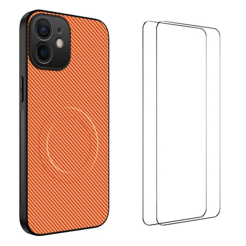 WANLONFENG TQ1 Series Magnetic Carbon Fiber Texture Phone Case with 2pcs Screen Films, For iPhone 18 Pro, For iPhone 18 Pro Max, For iPhone 12, For iPhone 12 Pro Max, For iPhone 12 Pro, For iPhone 11 Pro Max, For iPhone 11, For iPhone 11 Pro