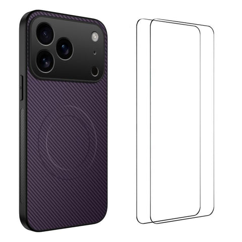 WANLONFENG TQ1 Series Magnetic Carbon Fiber Texture Phone Case with 2pcs Screen Films, For iPhone 18 Pro, For iPhone 18 Pro Max, For iPhone 12, For iPhone 12 Pro Max, For iPhone 12 Pro, For iPhone 11 Pro Max, For iPhone 11, For iPhone 11 Pro