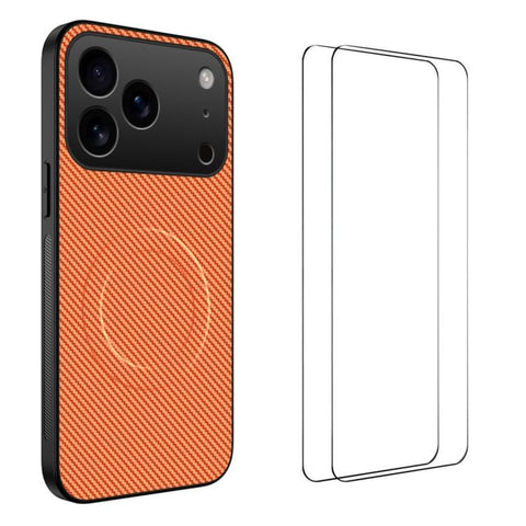WANLONFENG TQ1 Series Magnetic Carbon Fiber Texture Phone Case with 2pcs Screen Films, For iPhone 18 Pro, For iPhone 18 Pro Max, For iPhone 12, For iPhone 12 Pro Max, For iPhone 12 Pro, For iPhone 11 Pro Max, For iPhone 11, For iPhone 11 Pro
