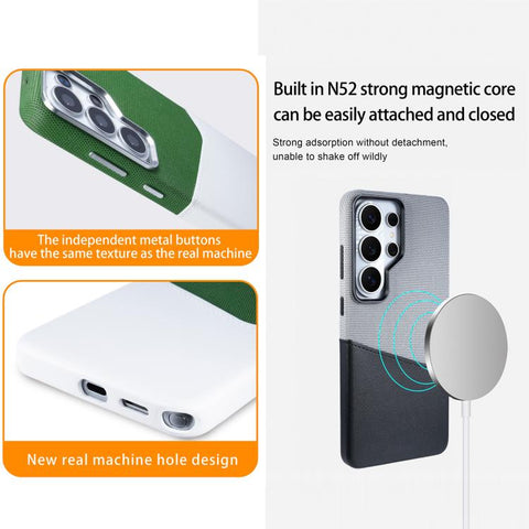 Cloth Textue Stitching Card Slot Magnetic Phone Case, For Galaxy S26 Ultra 5G, For Galaxy S25 Ultra 5G, For Galaxy S24 Ultra 5G