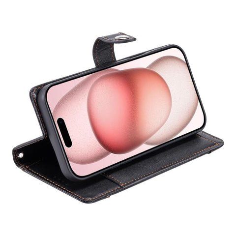 Litchi Texture Zipper Wallet Buckle Vegan Leather Phone Case with Wrist Strap, For iPhone 14 Plus, For iPhone 14, For iPhone 14 Pro, For iPhone 14 Pro Max, For iPhone SE 2022 / SE 2020, For iPhone 13 Pro Max