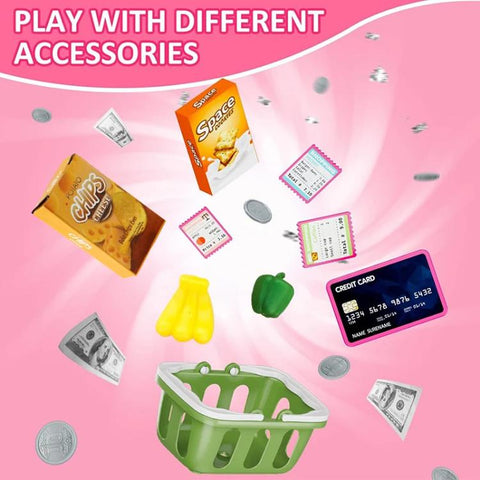 Children Shopping Cash Register Playset with Real Calculator