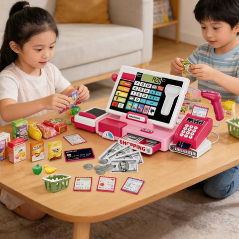 Children Shopping Cash Register Playset with Real Calculator