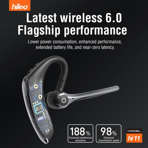 Hileo Hi11 Wireless Single Ear Hook Handsfree Call Noise Reduction In-ear Earphone