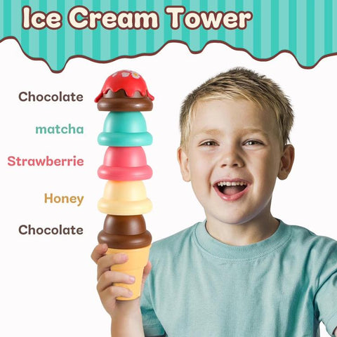 Parent-child Interaction Pretend Play DIY Ice Cream Cone Sackable Store Game