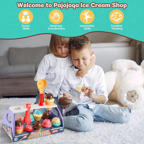 Parent-child Interaction Pretend Play DIY Ice Cream Cone Sackable Store Game
