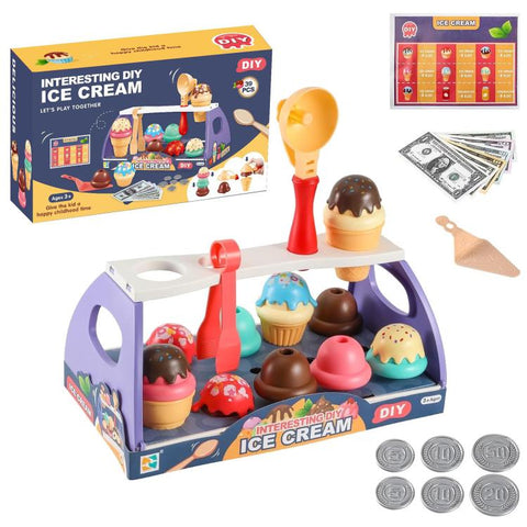 Parent-child Interaction Pretend Play DIY Ice Cream Cone Sackable Store Game