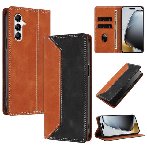 Skin Feel Two-tone RFID Blocking Vegan Leather Phone Case, For Galaxy A34 5G, For Galaxy A54 5G, For Galaxy A14 5G, For Galaxy A13 4G / 5G, For Galaxy M62 / F62 5G